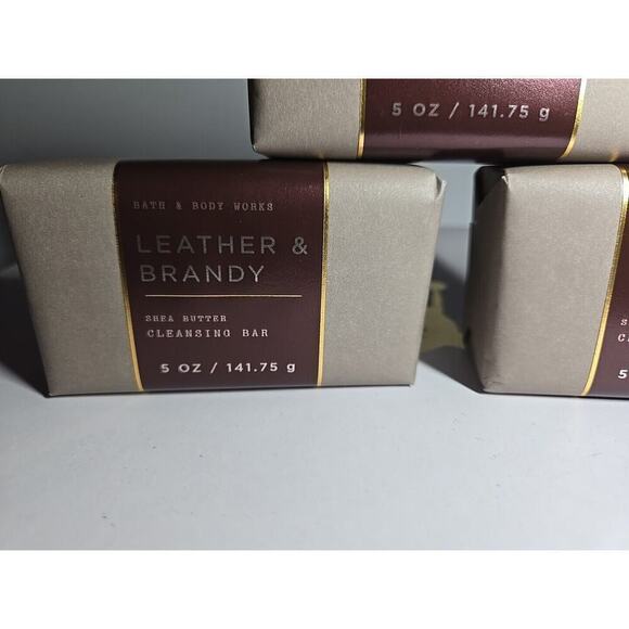 Bath & Body Works Shea Butter CLEANSING BAR LEATHER & BRANDY 3 Pack - Picture 3 of 8